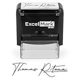 ExcelMark Custom Signature Stamp, Self-Inking Personalized Name Stamp – Upload Your Own Signature Image or Choose Script Font – Refillable Ink for Documents, Checks & Business Use - Medium