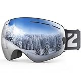 Zionor X Ski Snowboard Snow Goggles OTG Design for Men & Women with Spherical Detachable Lens UV Protection Anti-Fog