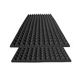 KTOESHEO 2 Pack Pyramid Sound Proof Foam,48x24x2 Inch High Density Soundproof Acoustic Panel for Wall,Fireproof Studio Foam Reducing Noise & Echo (Black)