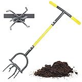 Jardineer Hand Tiller Cultivator, Twist Tiller Garden Claw Heavy Duty, Manual Soil Tiller for Flower Box and Raised Bed