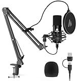 USB Microphone, MAONO 192KHZ/24Bit Plug & Play PC Computer Podcast Condenser Cardioid Metal Mic Kit with Professional Sound Chipset for Recording, Gaming, Singing, YouTube (AU-A04)