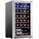 EUHOMY 25 bottle Wine Cooler Refrigerator, Wine Fridge Glass Door, Silver