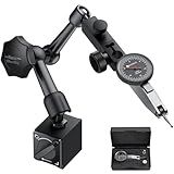 Neoteck Dial Test Indicator with Magnetic Base Stand and Storage Case, 0-0.03"/0.0005" Test Indicator Set with 2 Steel Dovetail Clamps 3/8'' and 5/32'' for Machine Set-Up-Black