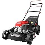 AMERISUN 21-Inch 3-in-1 Gas Lawn Mower, Self Propelled with 170cc 4-Stroke Engine, 6-Position Adjustable Cutting Height, Side Discharge, Mulching & Rear Bag, High-Wheel Push Mower for Yard & Garden