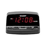 Sharp Digital Alarm Clock with Keyboard Controls, Large Snooze, Red LED