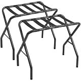 AMHANCIBLE Luggage Rack, Foldable Suitcase Stands Set of 2, Metal Luggage Holder for Guest Room, Bedroom, Hotel, Holds up to 110 lb, Easy Assemble, Black HLR01BK