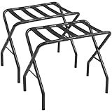 AMHANCIBLE Luggage Rack, Foldable Suitcase Stands Set of 2, Metal Luggage Holder for Guest Room, Bedroom, Hotel, Holds up to 110 lb, Easy Assemble, Black HLR01BK