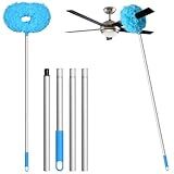 Eunice 13-49.7 Inches Ceiling Fan Duster with Extension Pole, Adjustable and Removable Cleaner Blade for High Ceiling, Fan Cleaner for Window Door Furniture (Blue)