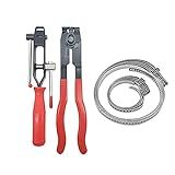 CV Boot Clamp Pliers CV Joint Ear Clamp Banding Tool with 12pcs Adjustable Axle Boot CV Joint Bands Drive Axle Shaft Joint Crimp Clamps Fit for Most Cars