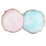 JASSINS Resin Nail Art Palette,Nail Art Painting Mixed Color Palette Gold Edge Nail Gel Color Makeup Display Board (Pink+Blue)