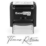 ExcelMark Custom Signature Stamp, Self-Inking Personalized Name Stamp – Upload Your Own Signature Image or Choose Script Font – Refillable Ink for Documents, Checks & Business Use - Small