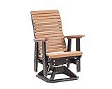 EcOasis Anchor Bay Amish Crafted Poly Outdoor Swivel Glider, High-Back (Antique Mahogany on Black)