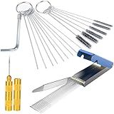 Wroskay Carburetor Cleaning Kit, Premium Gun Jet Cleaner, Stainless Steel 13 Clean Line Set, 9 Cleaning Needles, 6 Nylon Brushes, 1 Pointed Picks,1 Throttle Wrench