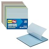 Redi-Tag Translucent Sticky Notes, Transparent Self-Stick Notes, 3" x 3", Calming Colors, 8 Pads, 50 Notes Per Pad, 400 Sheets (1006594)