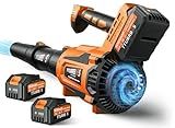 Leaf Blower Cordless - 650CFM Brushless Motor Leaf Blower with 6-Speed Control & Ergonomic Handle - Includes 2 x 5.0Ah Batteries & Fast Charger - Blowers for Lawn Care, Yard, Patio, Leaves, Snow, Dust