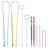 10 Pcs Drawstring Threader Tool, Flexible Drawstring Threaders,Drawstrings Puller Tool, Sewing Loop Turner Hooks with Latch, Easy Rope Threader Clips, Hoodie String Replacement Metal Tweezers