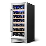 Yeego Wine Fridge Cooler - 15 Inch Wine Fridge Hold 33 Bottles, 40-65°F Wine Refrigerator Glass Door, Built in, Freestanding Under Counter Fridge for Beer Soda Drink Home Bar Office