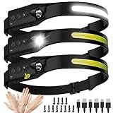 Nessciera Headlamp Rechargeable (3-Pack), LED Head Lamp Flashlight, 230° Wide Beam Headband Light, 400 Lumen Super Bright, Waterproof Headlight, 5 Modes for Running, Fishing, Hiking, Camping