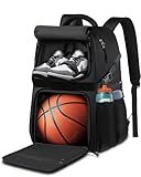 LOINTET Basketball Bag Backpack with Ball Holder Shoes Compartment, Large Basketball Accessories Sports Bag More Pockets for Football, Soccer, Volleyball, Gym, Travel, Black
