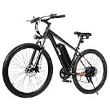 Qlife Racer Electric Bike for Adults - 21-Speed Mountain Lightweight Ebike with Peak 1000W 20+MPH Brushless Motor, 375Wh Removable Battery, 26X2.1 Tire Step Over E-MTB, Up to 40 Miles,Black
