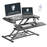 FLEXISPOT Standing Desk Converter 28" Wide Height Adjustable Sit Stand Riser, Small Size Desktop Workstation with Keyboard Tray for Home and Office, Black