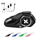 LEXIN G1 Motorcycle Bluetooth Headset, Helmet Speakers with 2 Type Mics, Hands-Free Call/Music/GPS, IP67 Waterproof Motorcycle Headphones with HD Stereo Loud Sound, 4 Color Faceplates, Singe Use