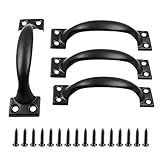 Zorveiio 4Pcs 6” Metal Door Handles Bow Handle, Large Door Pulls Vintage barn Door Handles for Furniture Cabinets Kitchen Drawer Dresser Gate - Black