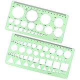 Tamaki Circle Template Measuring Geometry Ruler Geometric Drawings Stencils Rulers Scale Drafting Digital Drawing Set for Office and School Building Formwork Drawings Templates, 2 Pack