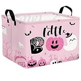ASKETAM Halloween Basket Gift Cute Pumpkin Ghost Parties Decor Kid Trick or Treat Basket for Boys and Girls Rectangular Storage Bin Box (Pink)
