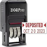 ZIGEL D50 Date Stamp with DEPOSITED - Self Inking Date Stamp - Red