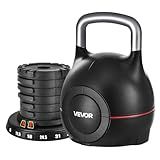 VEVOR Kettlebell, Adjustable Kettlebell with 7 Weight Levels (5, 11.5, 18, 24.5, 31, 37.5, 44 lbs), Die-Cast Aluminum and ABS Material, for Grip Strength Training, Full-body Workout & Cross-Training