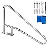 Pool Handrail Swimming 55'' x 32'' Pool Stair Rail Stainless Steel Pool Railing 300Lbs Load Capacity Inground Pool Rails with Grip Cover