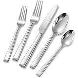 KEAWELL Premium Imperial 20-Piece Silverware Set, Service for 4 – Heavy Duty 18/10 Stainless Steel Flatware, Dishwasher Safe for Elegant Dining and Holiday Hosting (20, Silver)