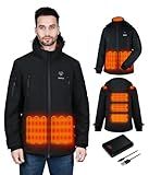 DOACE 12V Soft Shell Heated Jacket for Men and Women with14400mAh Battery Pack, Winter Outdoor Unisex Electric Heating Hoodie (2X-Large)