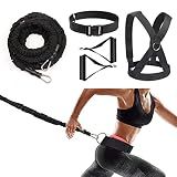 Sunsign Resistance Running Training Bungee Band, Bungee Resistance Cord Set, Long Resistance Band, Lateral Movement Sprint Overspeed Training Fitness for Fast, 6.6ft-Black