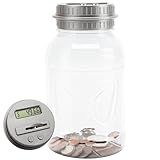 Qiekaka Coin Bank for Boys Adults, Piggy Bank for Adults Kids, Coin Jar with LCD Change Counter for Counting Money, Change Bank Designed for All US Coins(Sliver Color)