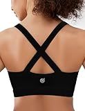 Cordaw Pickleball Sports Bras for Women High Support, Molded Cup Crisscross Back High Impact Workout Yoga Bra Black M