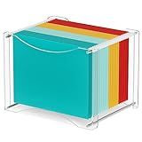 MaxGear Clear Acrylic Hanging Folder Organizer Box, Stylish Desktop Storage Solution with Smooth Sliding Rails and Portable Handles for Letter Size Documents, Office, Home, or School Use