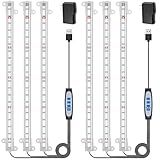 Wiaxulay Grow Lights for Indoor Plants, Full Spectrum 6000K LED Grow Light Strip Sunlike Growing Lamp with 6/12/16H Timer, 3 Switch Modes, 5 Dimmable Levels for Hydroponics Succulent Seedling, 2 Pack