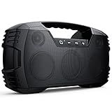 IPX7 Waterproof Outdoor Bluetooth Speaker, Wireless, 90W(Peak), 32H Playtime, Floating Design, Deep Bass & Loud Stereo Sound, Portable with Handle, Rugged for Pool, Beach, Kayaking, Hiking, Black