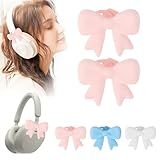 Silicone Bow Headphone Accessory 3D Bows for Headphones Cute Earphone Bow Decorations Playful Headphone Clip Decor for Women (2 Pack)