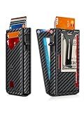 Ruiici Wallet for Men，Slim Minimalist Wallet with Money Clip ＆ ID Window, RFID Blocking Pop-Up Credit Card Holder (MInimalist, Carbon Fiber)