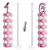 TEKXYZ Telescoping Balloon Stand Set of 2, 1.5ft to 7ft Free Adjustable Metal Balloon Column Stand for Party Decorations