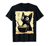 Funny Cat Ramen Graphic Tee Japanese Kawaii Anime Cat T-Shirt