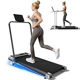 Walking Pad Treadmill with Handle Bar and Adjustable Incline, Compact Portable Treadmills for Home Office, 2.5HP Quiet Anti-Slip Under Desk Treadmills, 0.6-3.8 MPH Remote Speed Control, 300 LBS