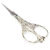 BIHRTC Vintage European Style Scissors Stainless Steel for Cross Stitch Cutting Embroidery Sewing Handcraft Craft Art Work DIY Tool(Silver)