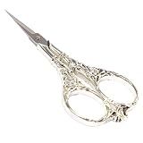 BIHRTC Vintage European Style Scissors Stainless Steel for Cross Stitch Cutting Embroidery Sewing Handcraft Craft Art Work DIY Tool(Silver)