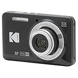 Kodak PIXPRO FZ55-BK 16MP CMOS Sensor Digital Camera 5X Optical Zoom 28mm Wide Angle 1080P Full HD Video 2.7" LCD Vlogging Camera (Black)