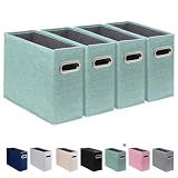 ComfortKeeper 4 Pack Letter Size File Storage Box Collapsible, Fabric Hanging File Folders Organizer, Portable Office Document Holder with Metal Handle, Smooth PVC Rails, Green