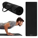 Gaiam Essentials Thick Yoga Mat Fitness & Exercise Mat with Easy-Cinch Carrier Strap, Black, 72"L X 24"W X 2/5 Inch Thick